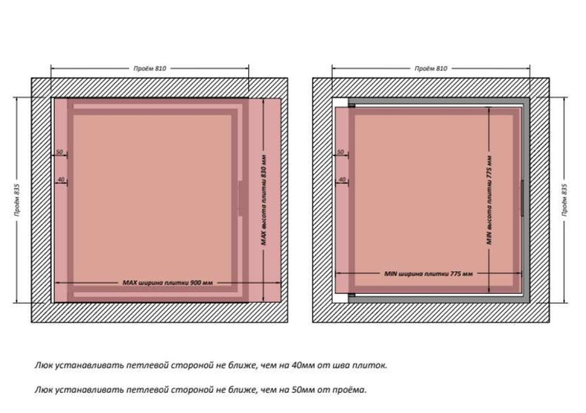 Люк одностворчатый Shagma 80х80 ревизионный под плитку ЛС800x800К 7 Люк одностворчатый Shagma 80х80 ревизионный под плитку ЛС800x800К — изображение 7